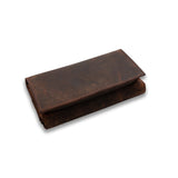 The Leather Ladies Wallet Alice by Vintage Leather Sydney is a waxed brown trifold wallet with a zipper, displayed closed on a white background.