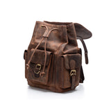 The Tucker Leather Backpack Australia by Vintage Leather is a brown vintage-style backpack with multiple pockets, buckle closures, a drawstring top, and flap cover—ideal as a stylish travel backpack.