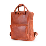 The Bolton Leather Backpack – Tan Brown by Vintage Leather Sydney features two top handles, a large front zippered pocket, and adjustable straps—blending elegance with functionality for those seeking a stylish everyday bag.