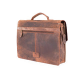 Brown leather briefcase on a white background